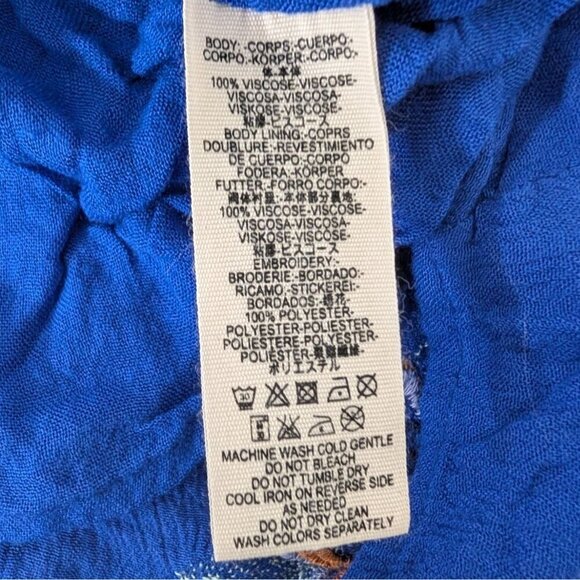 Free People Embroidered Floral Oxford Swing Dress Womens Size Medium Blue Boho - Picture 5 of 14